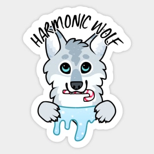 Harmonic Wolf Winter Slime- with words Sticker